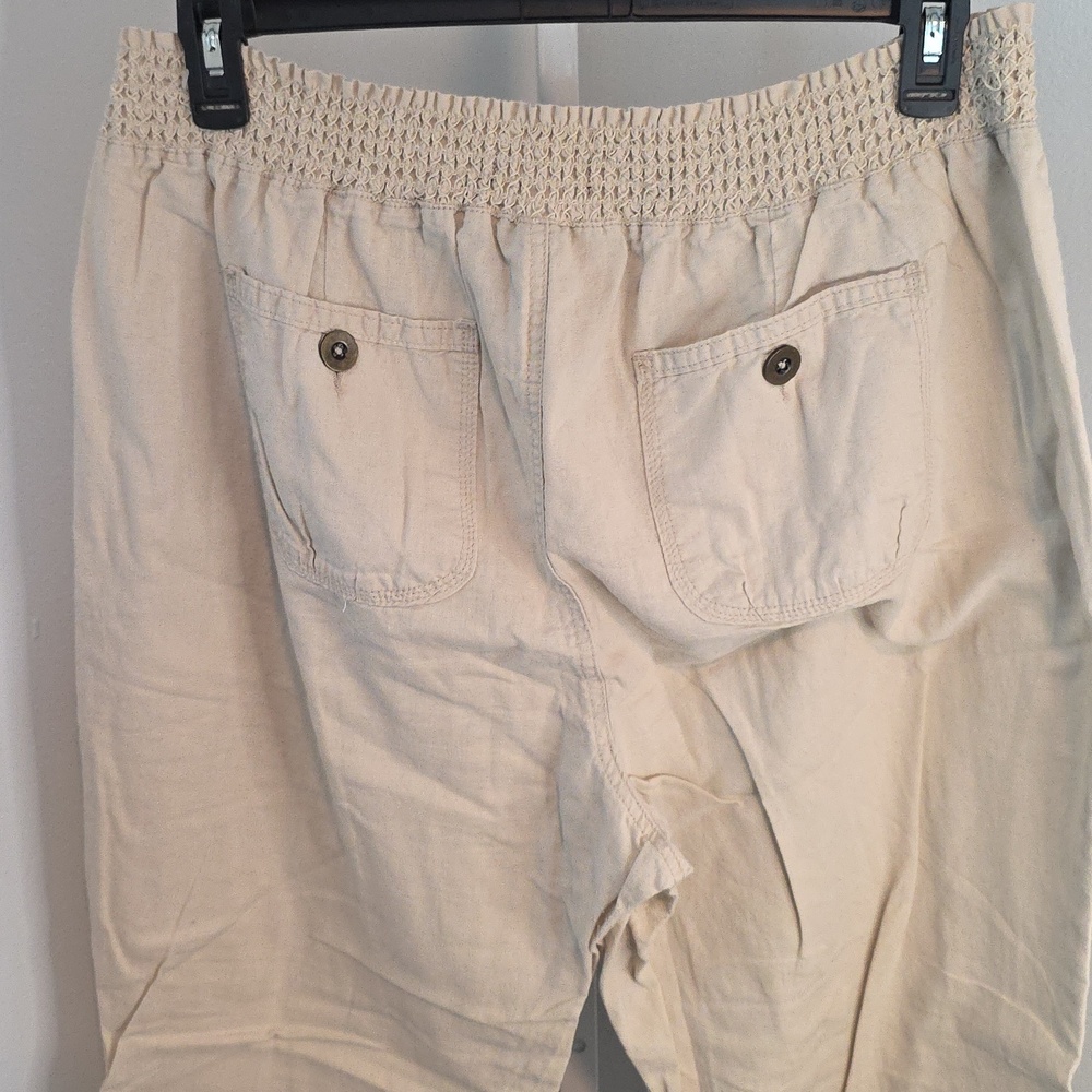Roz & Ali Slip-On Linen Pant / Beige / 2x - Picture 6 of 6